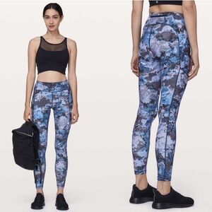Lululemon Speed Up Tight *Full-On Luxtreme 28" Screen Camo Multi 8 Blue Pockets